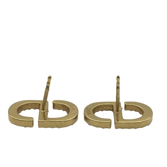 DIOR/ChristianDior - Gold Clear Hardware Rhinestones Earrings 459-080825 - Picture 3 of 3